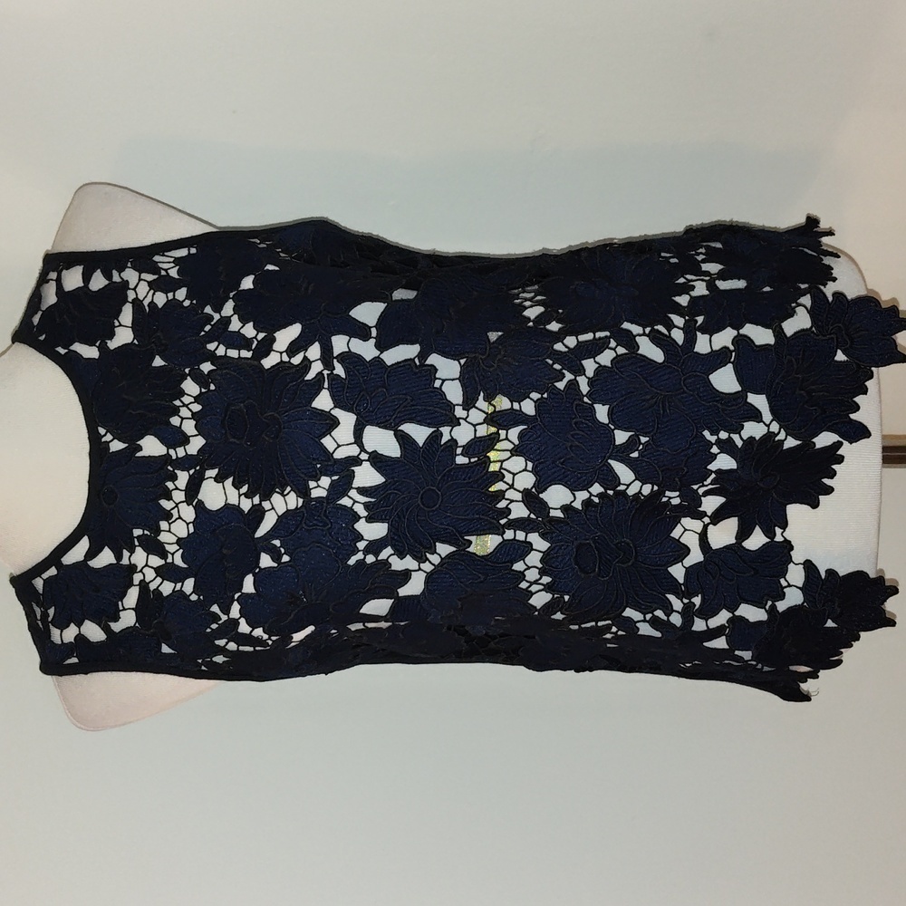 Navy Floral Lace Sleeveless Top